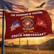 Premium USMC Grommet Flag VPVC120056, 250th Anniversary Marine Corps Flag, Gifts For Marine Veteran, Best Gifts On Father's Day, Veterans Day. - Image 3