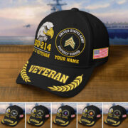 Premium Embroidered US Veterans Hats BPHN230712, Custom Name & Rank, Gifts for US Veterans, Gifts on Veterans Day