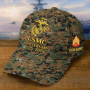 Premium Custom USMC Embroidered Hat VPVC308306, 250th Anniversary Marine Corps Hat, Gifts For Marine Veteran, Gifts On Father's Day, Veterans Day. - Image 2