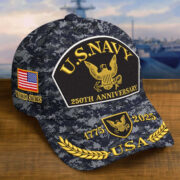 Premium Custom US Navy Embroidered Hat VPVC308403, 250th Anniversary Navy Hat, Gifts For Navy Veteran, Gifts On Father's Day, Veterans Day.