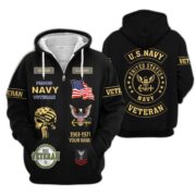 Premium Custom US Navy Zip Hoodie VPVC607502, Gifts For Navy Veteran, Gifts On Father's Day, Veterans Day.