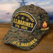 Premium Custom USMC Embroidered Hat VPVC308505, 250th Anniversary Marine Corps Hat, Gifts For Marine Veteran, Gifts On Father's Day, Veterans Day.