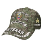 Premium 250th Anniversary Of The Army Embroidered Hats VPVC308603, Custom Name & Rank, Gifts For Army Veteran, Gifts On Father's Day, Veterans Day.