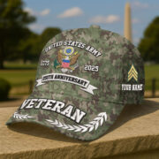 Premium 250th Anniversary Of The Army Embroidered Hats VPVC308603, Custom Name & Rank, Gifts For Army Veteran, Gifts On Father's Day, Veterans Day.