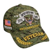 Premium Custom US Navy Embroidered Hat VPVC308805, 250th Anniversary Navy Hat, Gifts For Navy Veteran, Gifts On Father's Day, Veterans Day. - Image 2