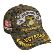 Premium Custom USMC Embroidered Hat VPVC308806, 250th Anniversary Marine Corps Hat, Gifts For Marine Veteran, Gifts On Father's Day, Veterans Day. - Image 2