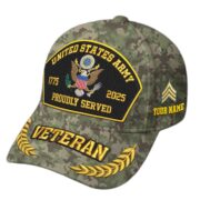 Premium 250th Anniversary Of The Army Embroidered Hats VPVC308903, Custom Name & Rank, Gifts For Army Veteran, Gifts On Father's Day, Veterans Day.