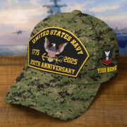 Premium Custom US Navy Embroidered Hat VPVC309105, 250th Anniversary Navy Hat, Gifts For Navy Veteran, Gifts On Father's Day, Veterans Day.