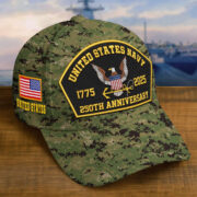 Premium Custom US Navy Embroidered Hat VPVC309105, 250th Anniversary Navy Hat, Gifts For Navy Veteran, Gifts On Father's Day, Veterans Day. - Image 2