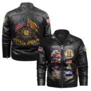 Premium Personalized Vietnam Veteran Leather Jacket VPVC702006, Gifts For Vietnam Veteran, Gifts On Father's Day, Armed Forces Day, Veterans Day.
