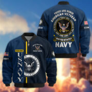 Premium Custom US Navy Veteran Bomber Jacket VPVC802102, Gifts For US Navy Veteran, Gifts On Father's Day, Veterans Day.