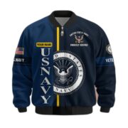 Premium Custom US Navy Veteran Bomber Jacket VPVC802102, Gifts For US Navy Veteran, Gifts On Father's Day, Veterans Day. - Image 2
