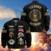 Premium Custom US Army Veteran Bomber Jacket VPVC802301, Gifts For US Army Veteran, Gifts On Father's Day, Veterans Day.