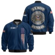 Premium Custom US Navy Veteran Bomber Jacket VPVC802802, Gifts For US Navy Veteran, Gifts On Father's Day, Veterans Day.