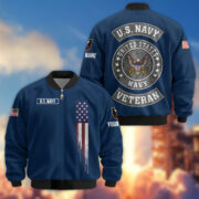 Premium Custom US Navy Veteran Bomber Jacket VPVC802802, Gifts For US Navy Veteran, Gifts On Father's Day, Veterans Day.