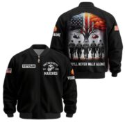 Premium Custom USMC Veteran Bomber Jacket VPVC802903, Gifts For US Marine Veteran, Gifts On Father's Day, Veterans Day.