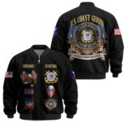 Premium Custom USCG Veteran Bomber Jacket VPVC803605, Gifts For Coast Guard Veteran, Gifts On Father's Day, Veterans Day.