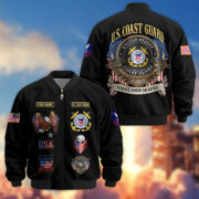 Premium Custom USCG Veteran Bomber Jacket VPVC803605, Gifts For Coast Guard Veteran, Gifts On Father's Day, Veterans Day.