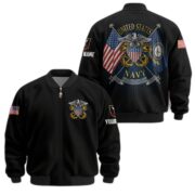 Premium Custom US Navy Veteran Bomber Jacket VPVC803702, Gifts For US Navy Veteran, Gifts On Father's Day, Veterans Day.