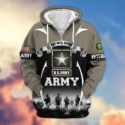 Premium US Veterans Zip Hoodie ATTN150821, Gifts For US Veterans, Gifts On Father's Day, Veterans Day. - Image 2