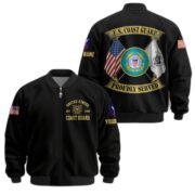 Premium Custom USCG Veteran Bomber Jacket VPVC804105, Gifts For Coast Guard Veteran, Gifts On Father's Day, Veterans Day.