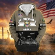 Premium US Veterans Zip Hoodie ATTN260821, Gifts For US Veterans, Gifts On Father's Day, Veterans Day. - Image 2