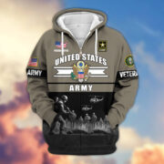 Premium US Veterans Zip Hoodie ATTN260821, Gifts For US Veterans, Gifts On Father's Day, Veterans Day. - Image 2