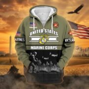 Premium US Veterans Zip Hoodie ATTN260821, Gifts For US Veterans, Gifts On Father's Day, Veterans Day. - Image 20