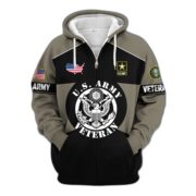 Premium US Veterans Zip Hoodie ATTN080921, Gifts For US Veterans, Gifts On Father's Day, Veterans Day. - Image 3