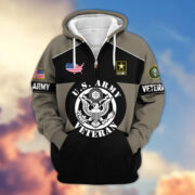 Premium US Veterans Zip Hoodie ATTN080921, Gifts For US Veterans, Gifts On Father's Day, Veterans Day. - Image 3