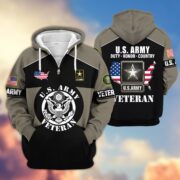 Premium US Veterans Zip Hoodie ATTN080921, Gifts For US Veterans, Gifts On Father's Day, Veterans Day. - Image 2
