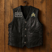 Premium Army Veterans Custom Leather Motor Vest VPVC702101, Gifts For Army Veteran, Gifts On Father's Day, Veterans Day. - Image 2