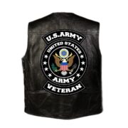 Premium Army Veterans Custom Leather Motor Vest VPVC702101, Gifts For Army Veteran, Gifts On Father's Day, Veterans Day. - Image 3
