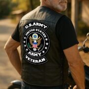 Premium Army Veterans Custom Leather Motor Vest VPVC702101, Gifts For Army Veteran, Gifts On Father's Day, Veterans Day. - Image 7