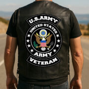 Premium Army Veterans Custom Leather Motor Vest VPVC702101, Gifts For Army Veteran, Gifts On Father's Day, Veterans Day. - Image 5