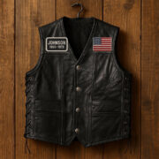 Premium USMC Veterans Custom Leather Motor Vest VPVC702108, Gifts For Marine Veteran, Gifts On Father's Day, Veterans Day. - Image 2