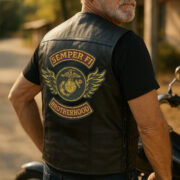 Premium USMC Veterans Custom Leather Motor Vest VPVC702108, Gifts For Marine Veteran, Gifts On Father's Day, Veterans Day. - Image 4