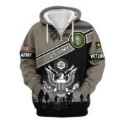 Premium US Veterans Zip Hoodie ATTN040921, Gifts For US Veterans, Gifts On Father's Day, Veterans Day. - Image 3