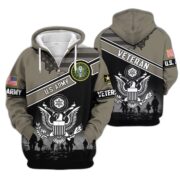 Premium US Veterans Zip Hoodie ATTN040921, Gifts For US Veterans, Gifts On Father's Day, Veterans Day. - Image 2