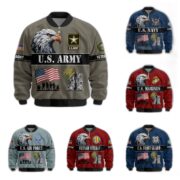 Premium US Veterans Bomber Jacket ATTN290821, Gifts For US Veterans, Gifts On Father's Day, Veterans Day.