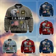 Premium US Veterans Bomber Jacket ATTN290821, Gifts For US Veterans, Gifts On Father's Day, Veterans Day.