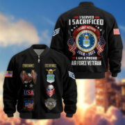 Premium Custom USAF Veteran Bomber Jacket VPVC804404, Gifts For US Air Force Veteran, Gifts On Father's Day, Veterans Day.
