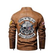 Premium Personalized US Navy Veteran Leather Jacket VPVC702272, Gifts For Navy Veteran, Gifts On Father's Day, Veterans Day. - Image 2