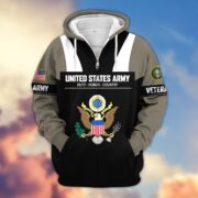 Premium US Veterans Zip Hoodie ATTN030921, Gifts For US Veterans, Gifts On Father's Day, Veterans Day. - Image 2