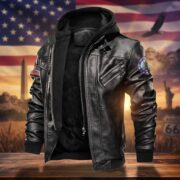 Premium US Veterans Leather Jacket BPHN040915, Gifts For US Veterans, Gifts For US Veterans, Gifts On Father's Day, Veterans Day - Image 7