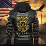 Premium US Veterans Leather Jacket BPHN040915, Gifts For US Veterans, Gifts For US Veterans, Gifts On Father's Day, Veterans Day - Image 9