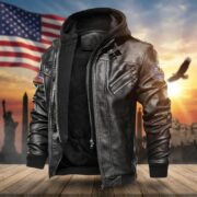 Premium US Veterans Leather Jacket BPHN040915, Gifts For US Veterans, Gifts For US Veterans, Gifts On Father's Day, Veterans Day - Image 13
