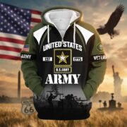 Premium US Veterans Zip Hoodie ATTN270822, Gifts For US Veterans, Gifts On Father's Day, Veterans Day. - Image 6