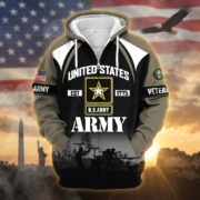 Premium US Veterans Zip Hoodie ATTN270822, Gifts For US Veterans, Gifts On Father's Day, Veterans Day. - Image 3