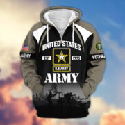 Premium US Veterans Zip Hoodie ATTN270822, Gifts For US Veterans, Gifts On Father's Day, Veterans Day. - Image 3